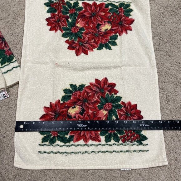 Vintage Cannon Christmas Holiday Dish Hand Towel 24x15 Poinsettia Lot of 3 NWOT - Picture 8 of 10